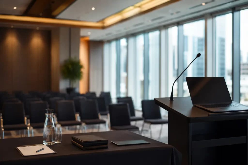 Lawyer building professional visibility through speaking, content and business development with potential clients